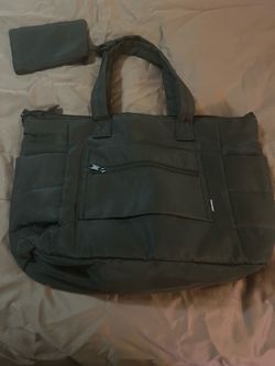 Black tote with built in lunch bag