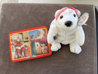 Coca-Cola Brand unopened Playing Cards & a Collectible Beanbag Coke Polar Bear