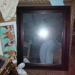 Mahogany Wood Trimmed Wall Decorative Mirror