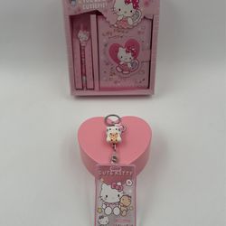 Happy fourth July special hello Kitty notepad with pen and hello Kitty keychain ID holder