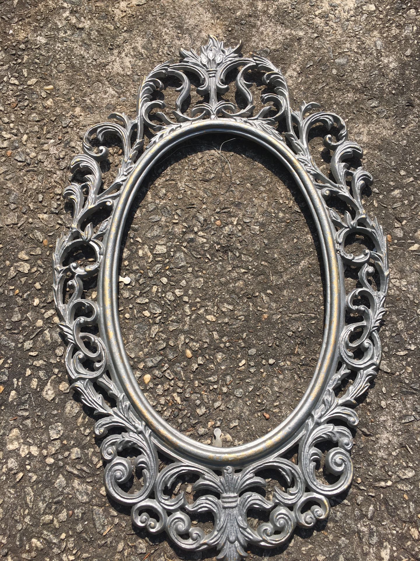 Antique Large Steel Mirror Picture Frame