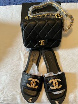 Small Evening Designer Clutch Black  And Sandals Sizer 8.5-9