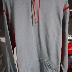 (BB  - 25)  SPORT TEK GRAY HOODIE RED TRIM SMALL
