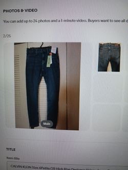 Calvin Klein Size 6 Petite/28 High Rise Designer Jeans Brand New!