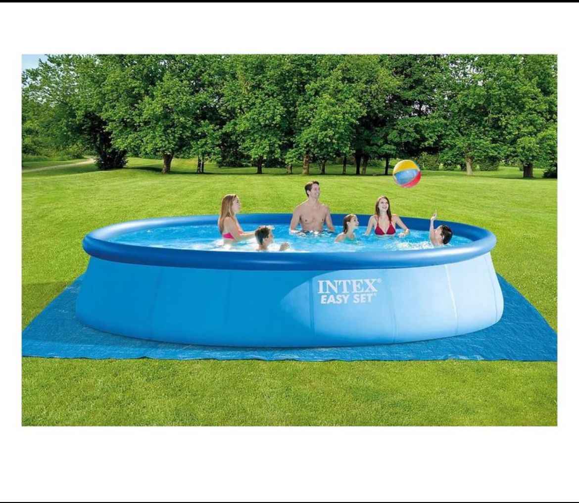 Easy Set 18' x 48" Inflatable Pool w/ Filter Pump, Above Ground Pool Set, 5455 Gallon Capacity, Hydro Aeration Technology, Includes Filter Pump, Groun