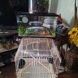 Birdcages With 2 Aquariums