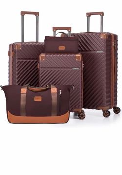 Luggage Sets 5 Pcs Suitcases with Wheels, 20"/24"/28"Suitcase Set,Burgundy Luggage With TSA-Approved Lock,Lightweight ABS Travel Luggage,Large Suitcas
