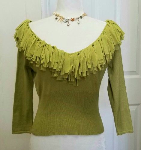 Womens Girls Fringed Sweater S