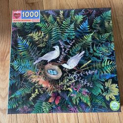 BIRDS IN FERN 1000 Piece eeBoo Jigsaw Puzzle 23x23