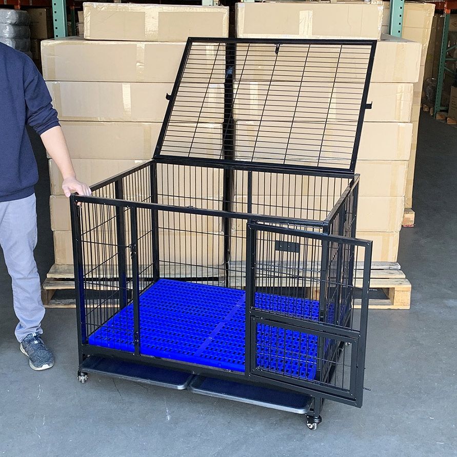 Brand New $170 Heavy-Duty Dog Cage 41x31x34” Single-Door Folding Kennel w/ Plastic Tray