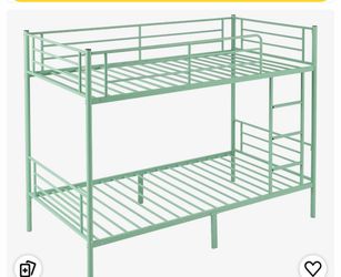 Metal Twin Bunk Bed Frame Mint Green
