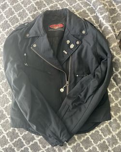 Thrill Ride women’s black motorcycle jacket size large