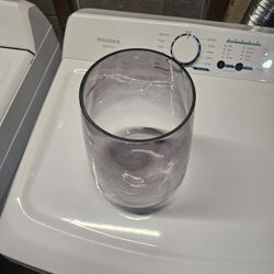 11-inch tall glass vase with smoke-gray tint.