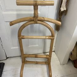 Vintage Rattan Towel Rack