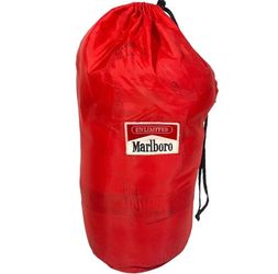 Vintage Marlboro Unlimited Sleeping Bag Red Buffalo Plaid Flannel Lining Case