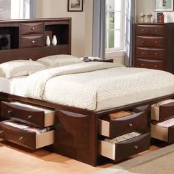 Emilio Collection Bookcase Full Storage Bed with Drawers-available also in Queen size and 3 colors Now On Sale 998.00 Free Delivery 🚚 