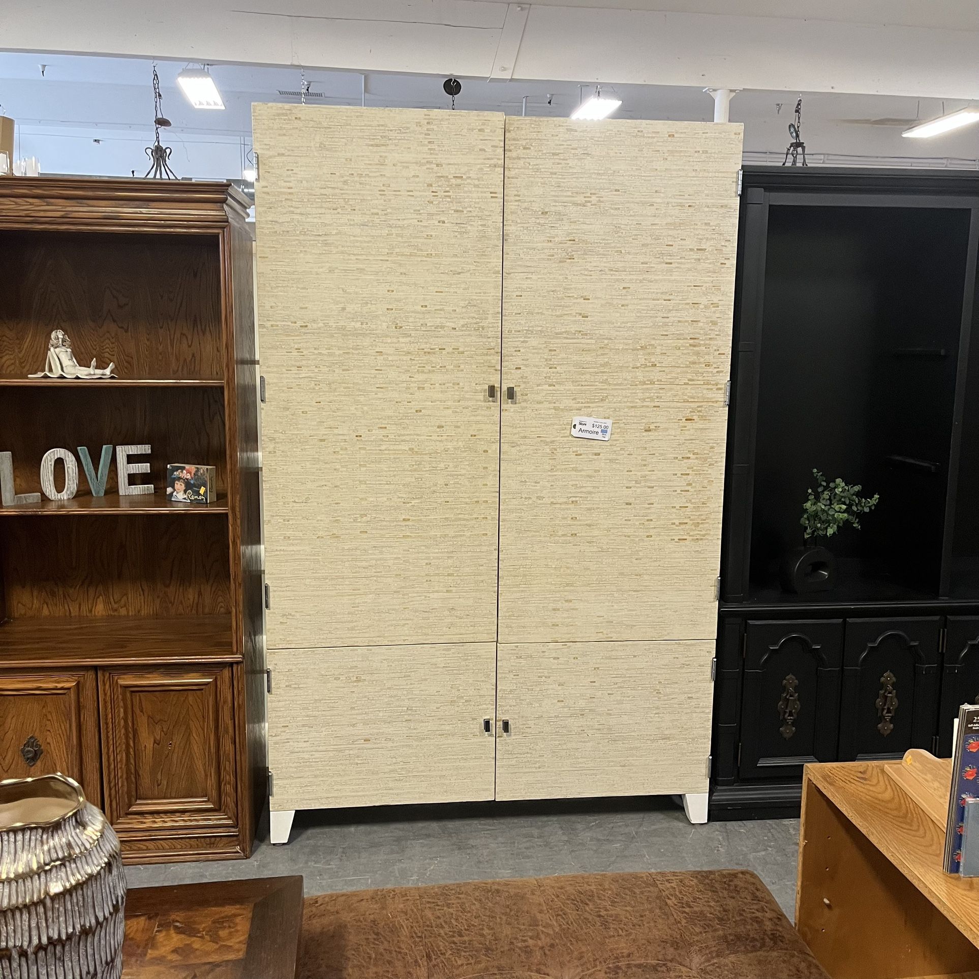 Extra Large White Tan Armoire Or Tv Cabinet (in Store)
