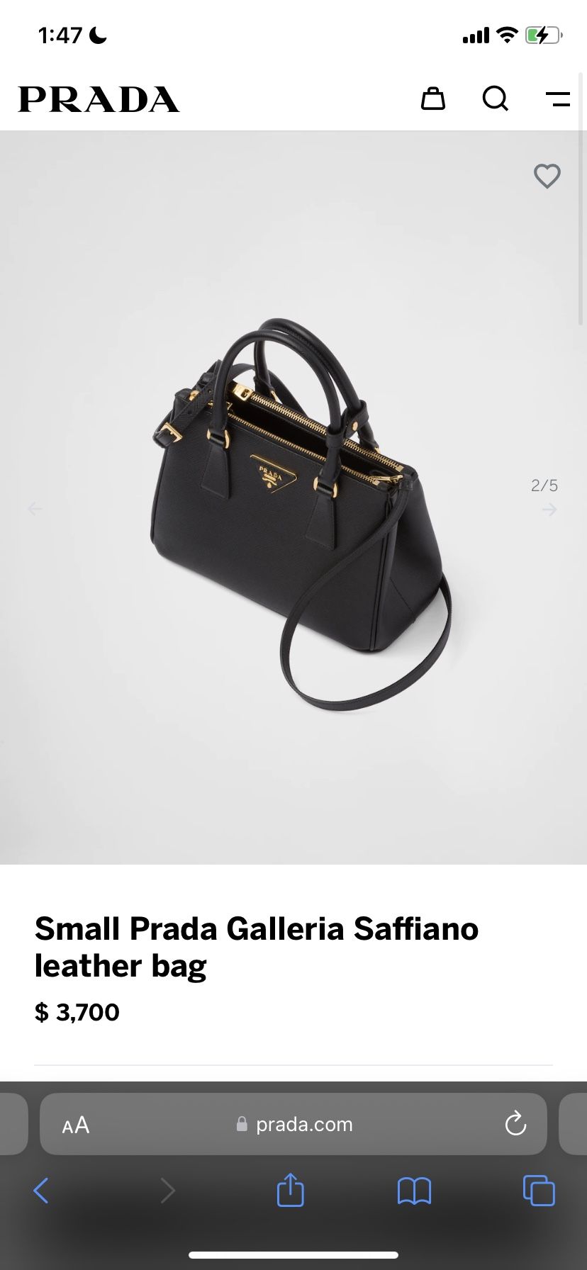 Prada Galleria Small Saffiano Leather Bag in Black