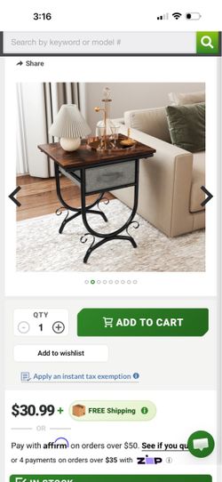 Rustic End Table with Storage Basket