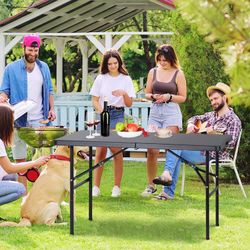 10 4ft Plastic Folding Table Heavy-duty Table For Outdoor Indoor Camping Party Use
