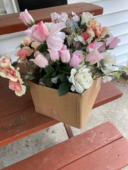 ALL 15 Sprigs of Artificial Flowers  Shown For Outdoor Cemetery Use All For $3