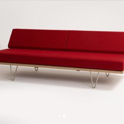 NEW:Retail Price $2500 Modernica Sofa V-Leg Daybed Couch With Red Upholstery