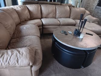 Free tan Natuzzi leather sectional