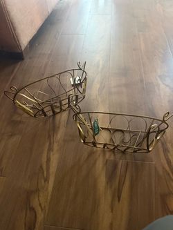 Gold Metal Wire Decorative Baskets Set of 2