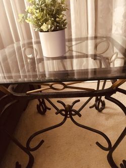 Wrought Iron with Glass Top End Table
