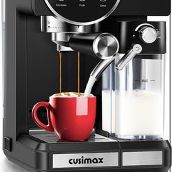 Espresso Machine for Home, 20 Bar Expresso Coffee Machine,One-touch Control,Automatic Milk Frother,Compact Black Stainless Steel Cappuccino Machine,Id