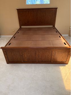 Oak Cal King platform bed frame