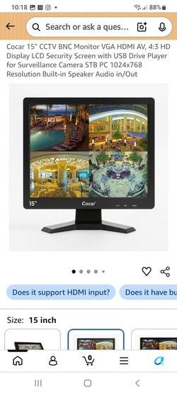 Cocar 15" CCTV Security Monitor LCD Display