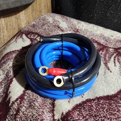 0 Gauge CCA Amplifier Installation Wire  25ft Blue 3ft Black  With Connector 