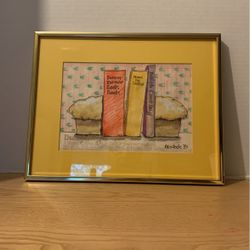 Bright kitchen art print signed in salad frame 14 x 11”