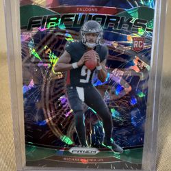 2024 Panini Prizm Michael Penix Jr. Fireworks Green Ice Rookie RC #16 Falcons