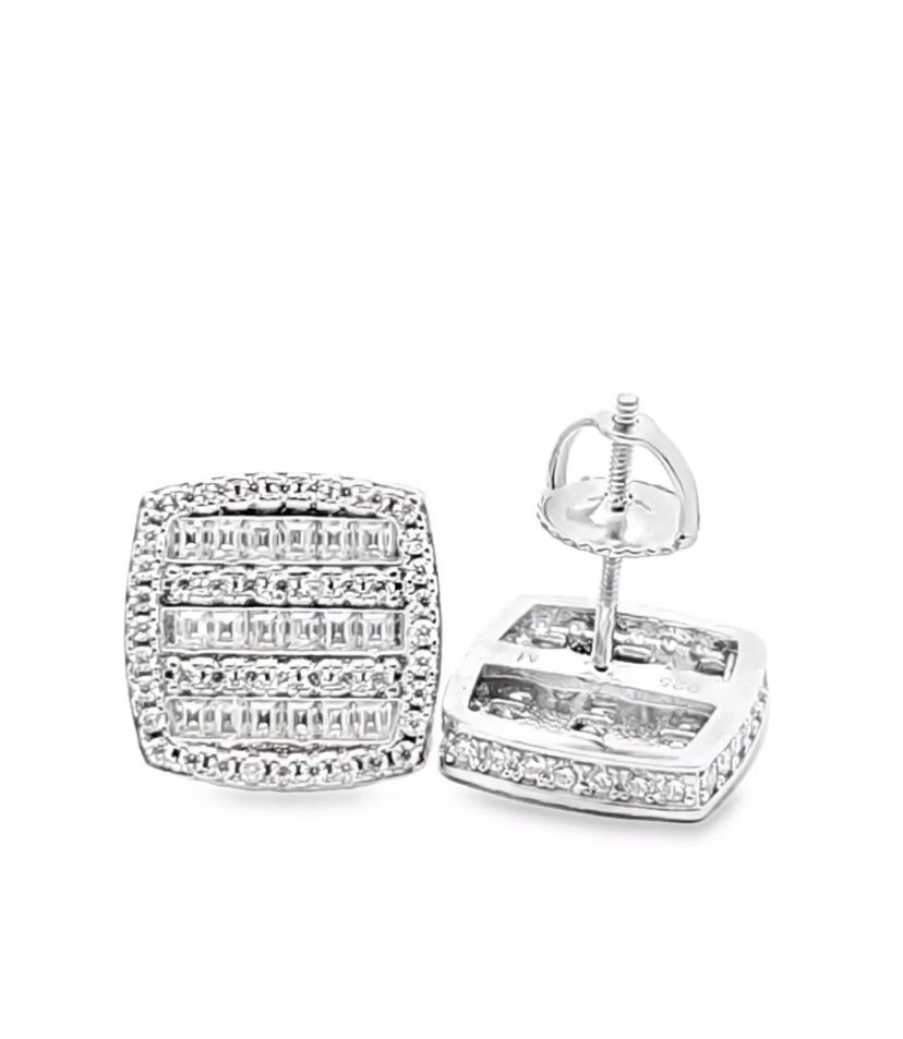 Sterling Silver VVS Moissanite 1.3 CTW Fancy Earring