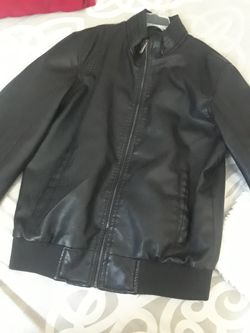 Young men leather blk jacket