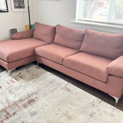 Casa Andrea Milano L-Shaped Sectional Sofa /Couch -Terra Cotta Red