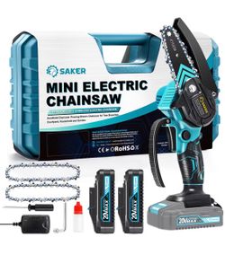 Saker 4 Inch Mini Electric Cordless Portable Chainsaw SK1804D CarryCase Blue E2