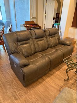Charcoal Electric Leather Reclining Sofa
