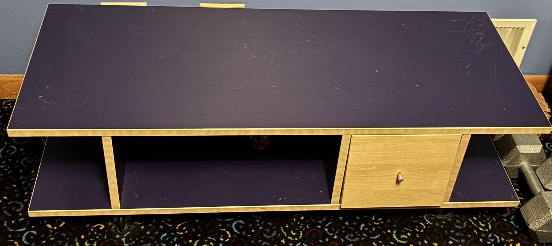 Blue & Wood TV Stand/Coffee Table