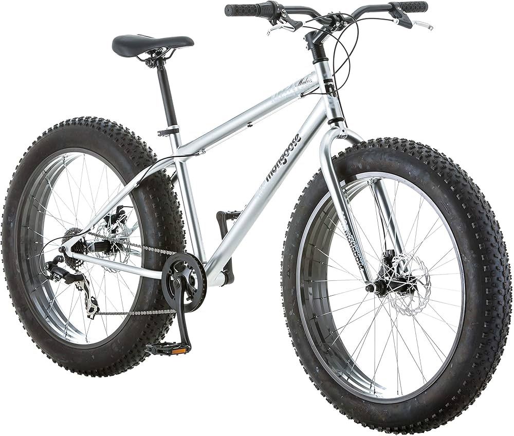 Mongoose Malus Mens Fat Tire Mountain Bike, 26-Inch Bicycle Wheels, 4-Inch Wide Knobby.