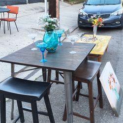 Industrial Wood Dining Table 