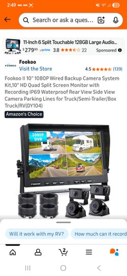 $75 4 camera system for Car Rv  or for house.with 1TB