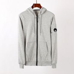 Cp Company Grey Hooded Zip Up Sweatshirt
