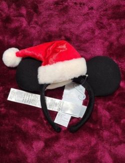 Disney Parks Mickey Mouse Santa Hat Minnie Ears Headband NWT