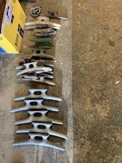 Dock cleats , rope eyes, pulleys, turnbuckles, shackles, etc