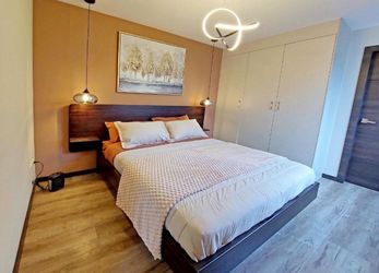 Queen Bed Frame with Walnut Headboard