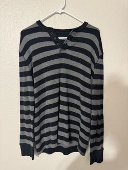 Merona long sleeve grey and black striped t