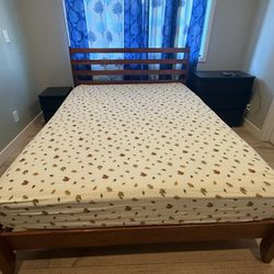 Solid Wood Queen Bed With Sealy Boxspring And Mattress Cama Colchon Cot Sleep 🛌💤🚚